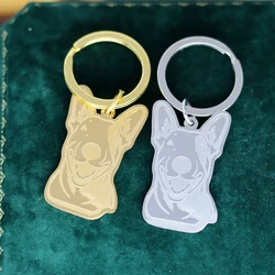 Stainless Steel Simple Bull Terrier Dog Keychain Jewelry Animal Dog Pet Lover Pendant Keychain