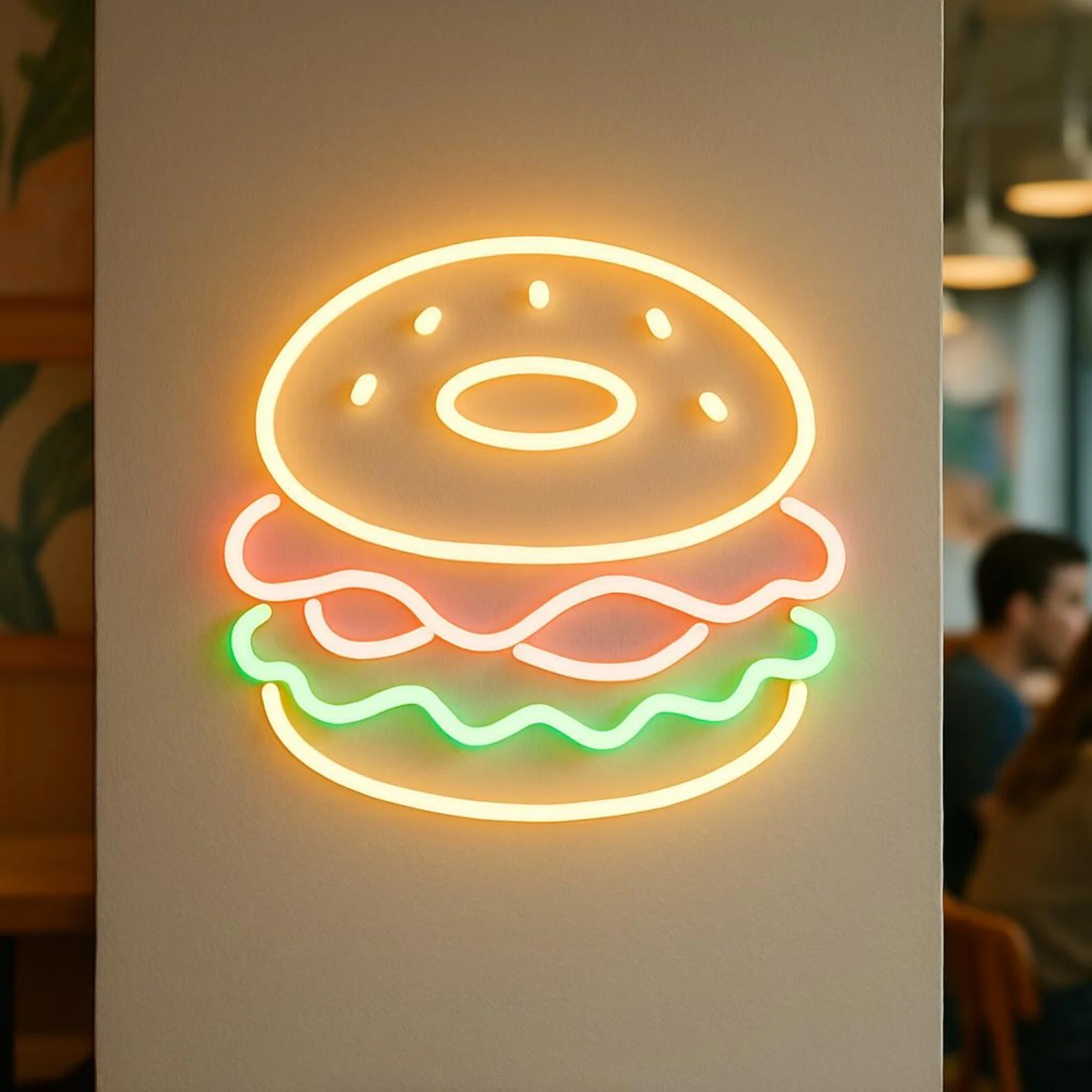 Bagel Neon Sign,Burger Neon Sign,Food Art Decor Bakery Light, Bistro Led Sign, Gift Idea Baker