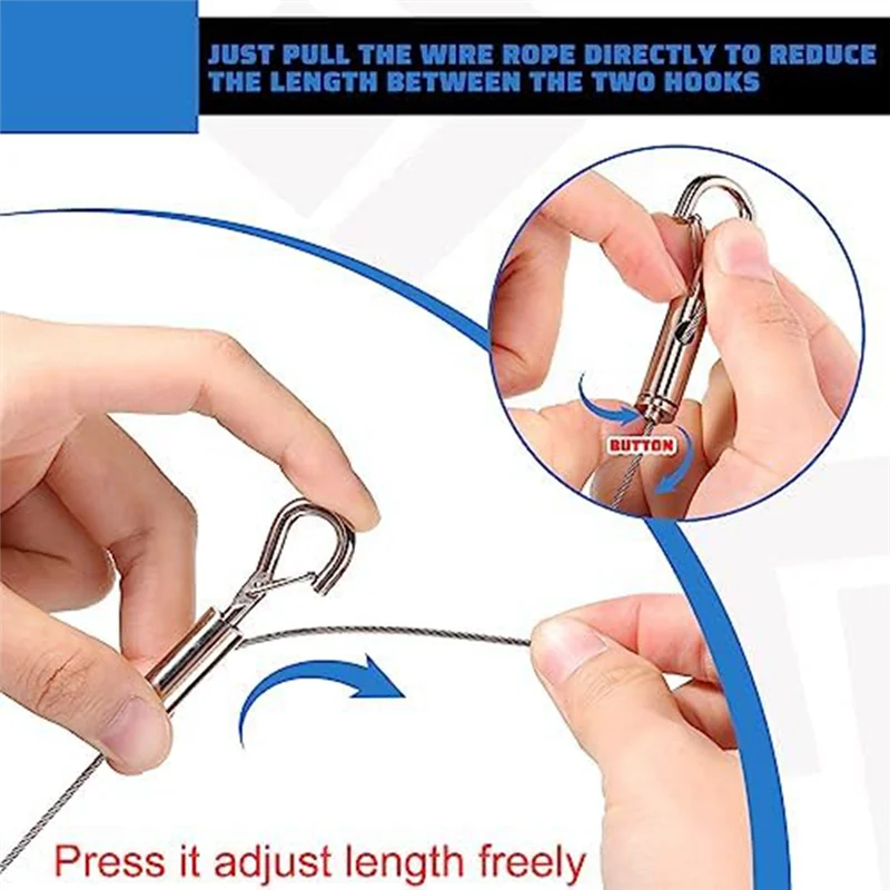 6Piece Picture Hanging Wire Kit With D Rings Supports 50 Lbs Adjustable For Picture, Light Lamp