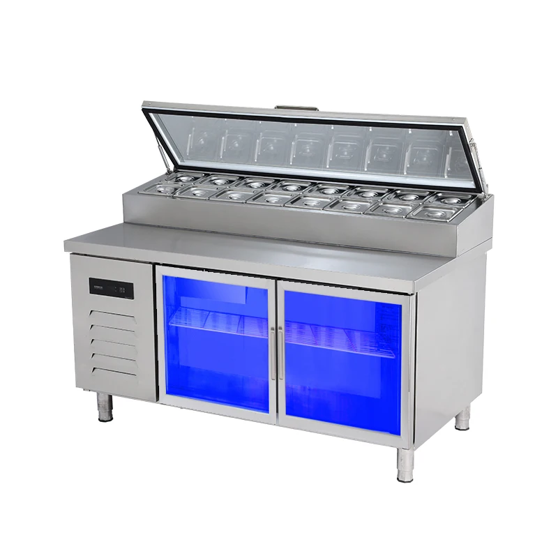 Slotted fresh-keeping workbench display refrigerator, salad bar refrigerator, under-counter refrigerator