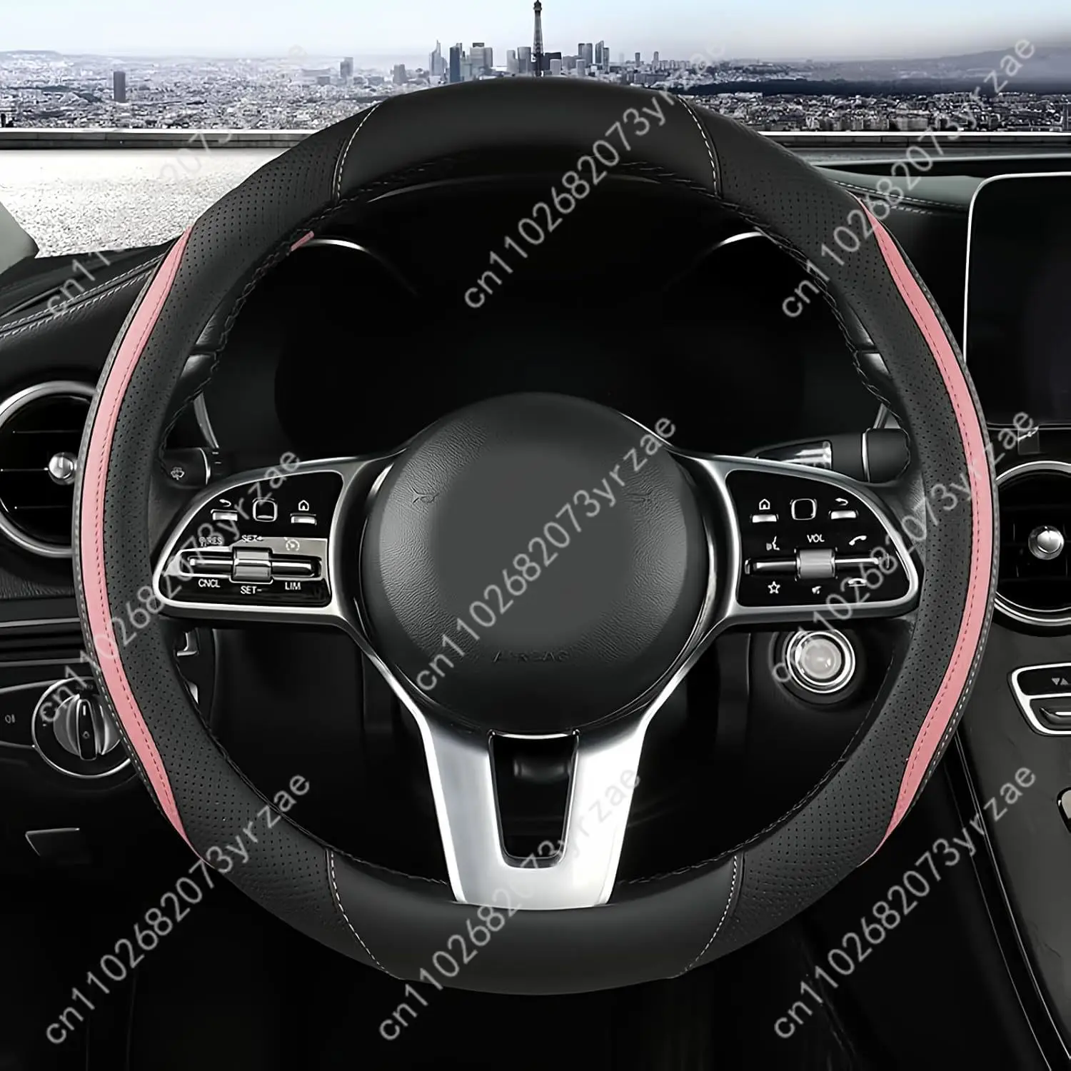 

Pink Car Steering Wheels Cover Universal Type Environmental Friendly Comfortablenon-slip Breathable Steering Wheel Wrap