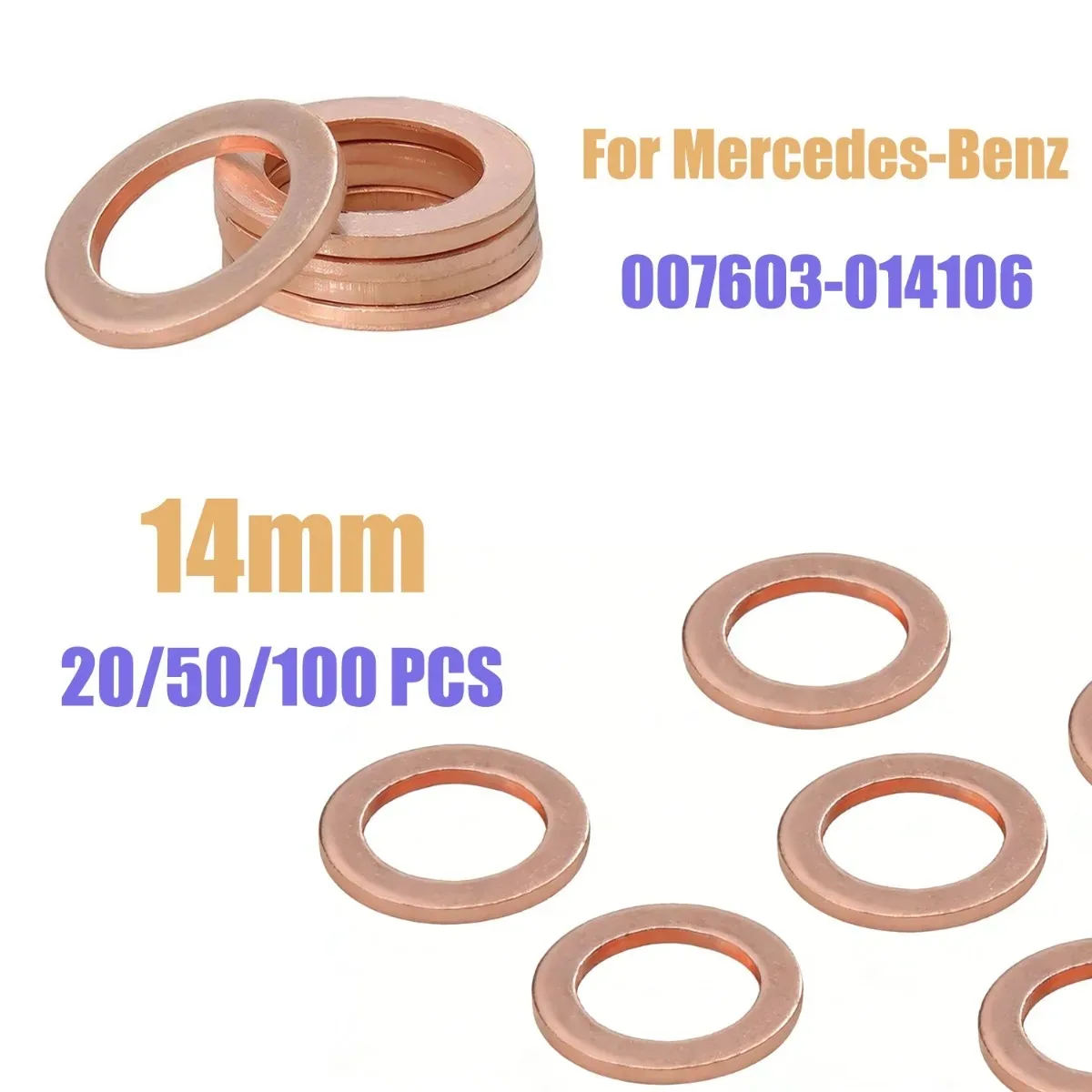 M14 007603-014106 007603014106 Oil Drain Plug Sealing Gaskets Car Oil Pan Copper Washer For Mercedes-Benz 14MM Car Accessories