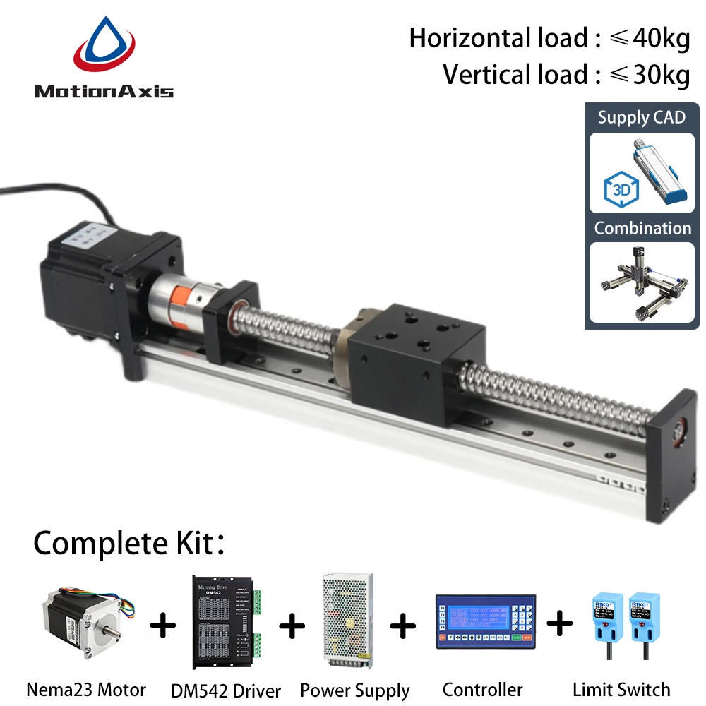 

SFU1605 Precision Ball Screw Linear Guide Shaft Actuator Module Slide Table Rail Motion With 57 Stepper Motor Nema23 Heavy Load