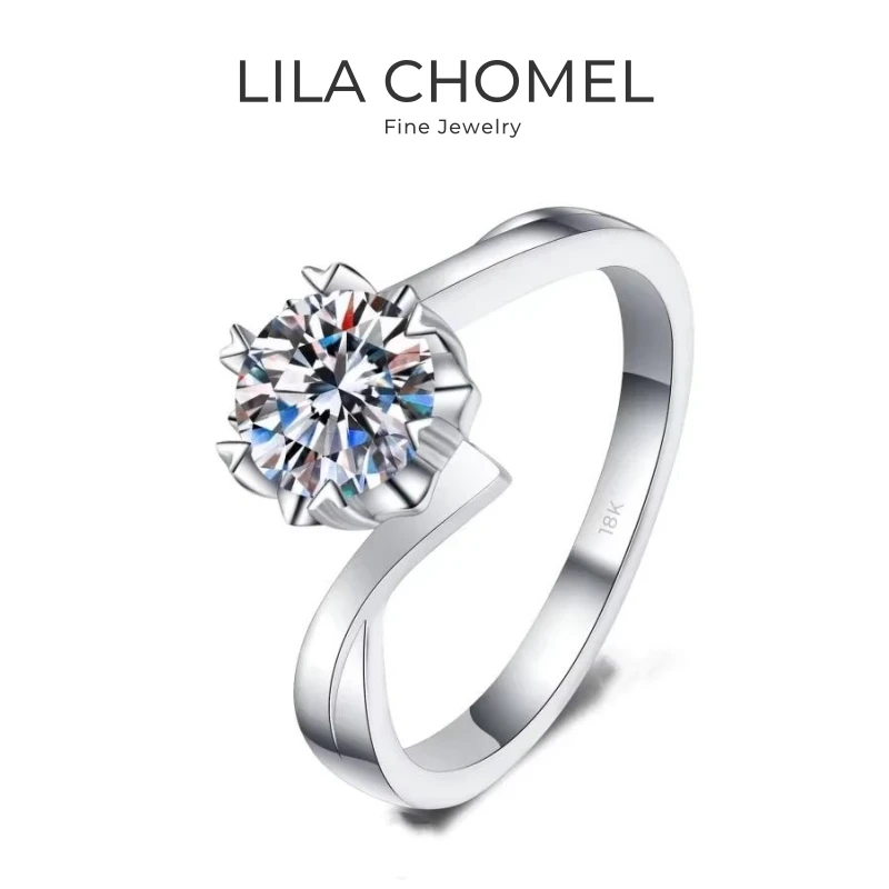 

Women Wedding Band 18K White Gold Engagement Rings 0.5/1/2CT Moissanite Diamond Girl Friend Birthday Gift PT950 Platinum Jewelry