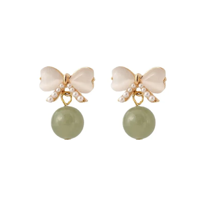 Pendientes de mujer con temperamento de Jade Hotan Natural seleccionados, joyería Retro Simple
