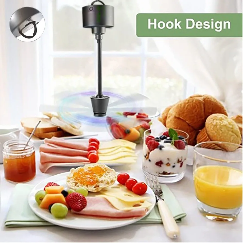 

Battery Powered Dining Table Fly Fans Keep Flies Away Convenient Food Fans Safe Automatic Fly Spinner Table Top