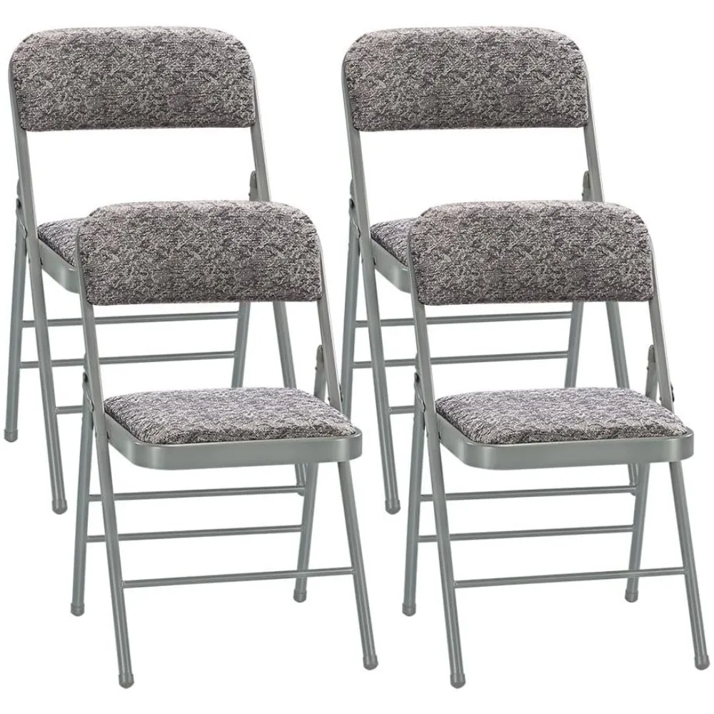 

4pcs Fabric Folding Chairs with Padded Cushion Backrest Metal Steel Foldable Chair Portable Lightweight Foam Padded Fold