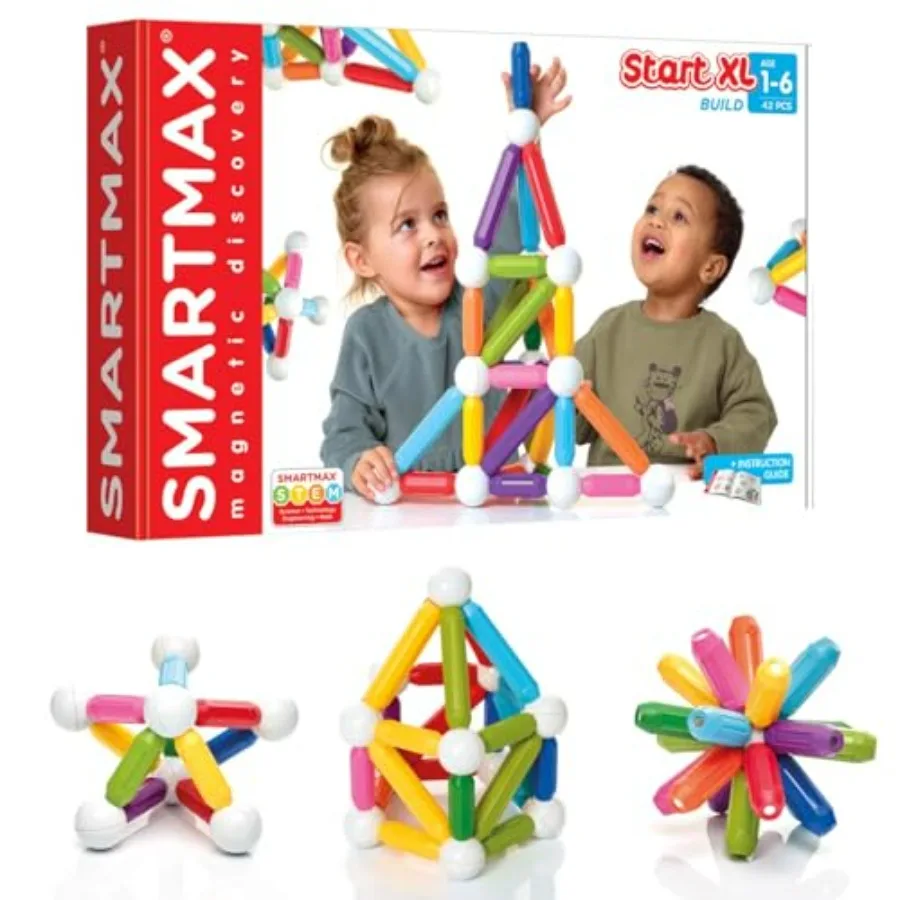 

SmartMax Start XL 42 pcs STEM Magnetic Discovery Building Set with Safe Extra-Strong Oversized Pieces for Ages 3+ in Bright Col