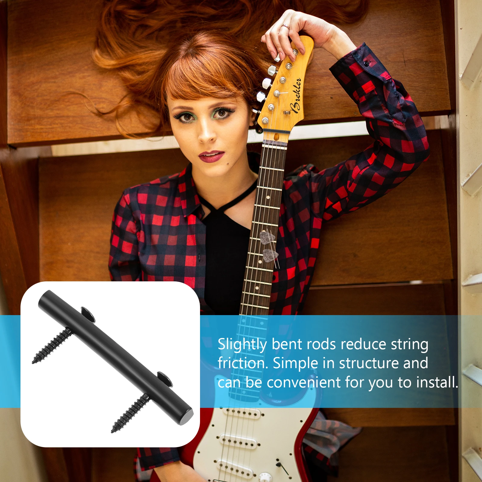 

3 Sets Equipment Electric Guitar String Stick Ferrules Zinc Alloy Stabilizing Rod