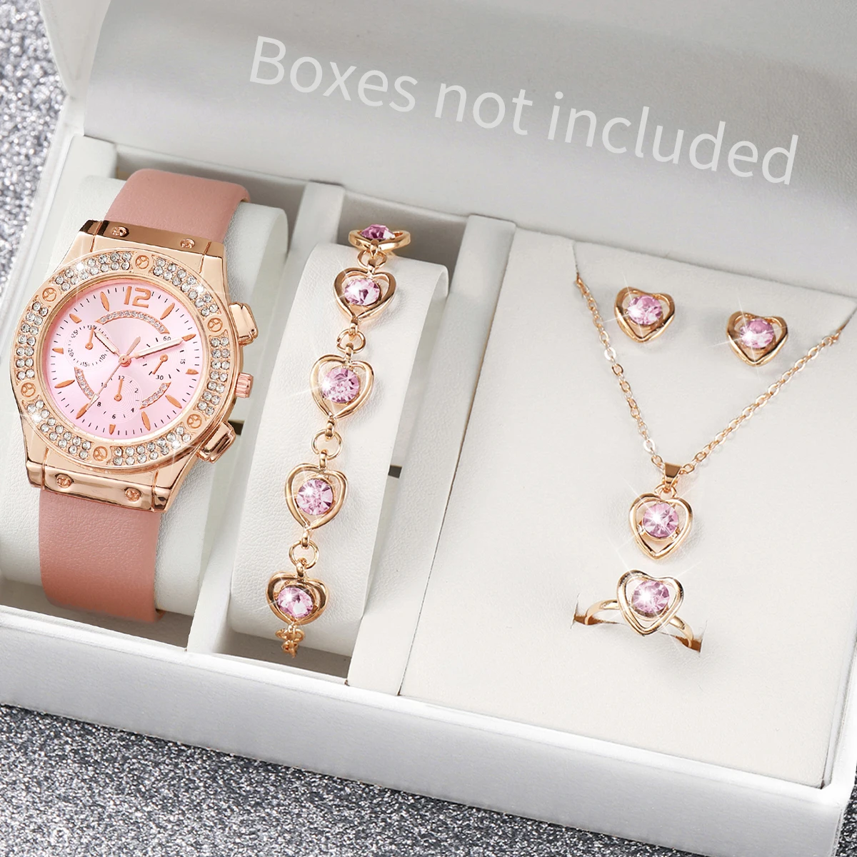 6 Ps/set Casual versatile style belt watch with diamond studded dazzling women's quartz watch