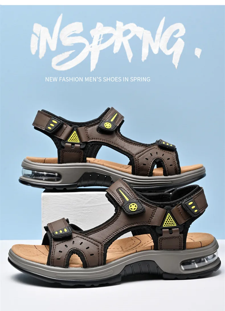 Neue Sommer Echtes Leder Männer Sandalen Mode-Design Atmungsaktive Casual Schuhe Männer Weichen Boden Outdoor Strand Sandalen Große Größe 46 – Detail 4