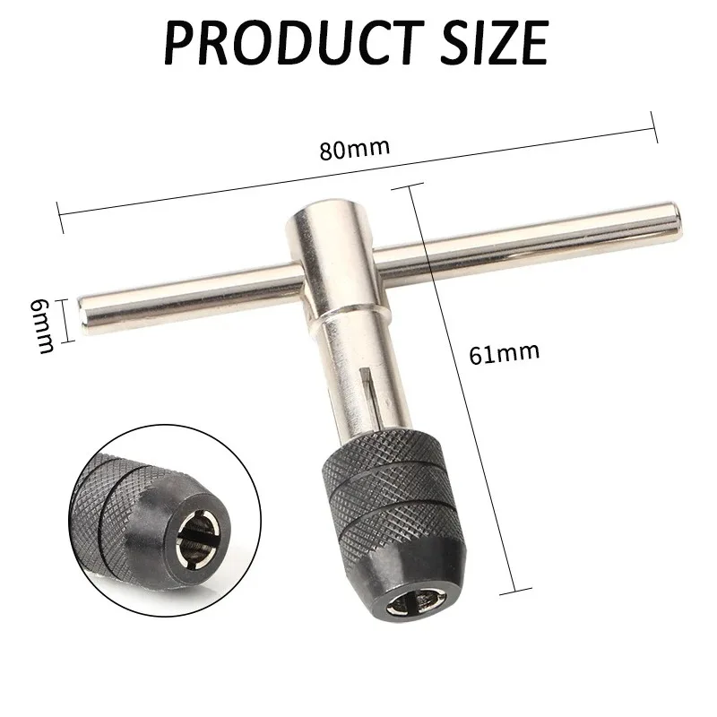 T-Handle Wrench  M3 M4 M5 M6 M8 Hand Tap Reamer Thread Tapping Tool Set Adjustable Machine Screw Thread Tapping Drill Bit view 6