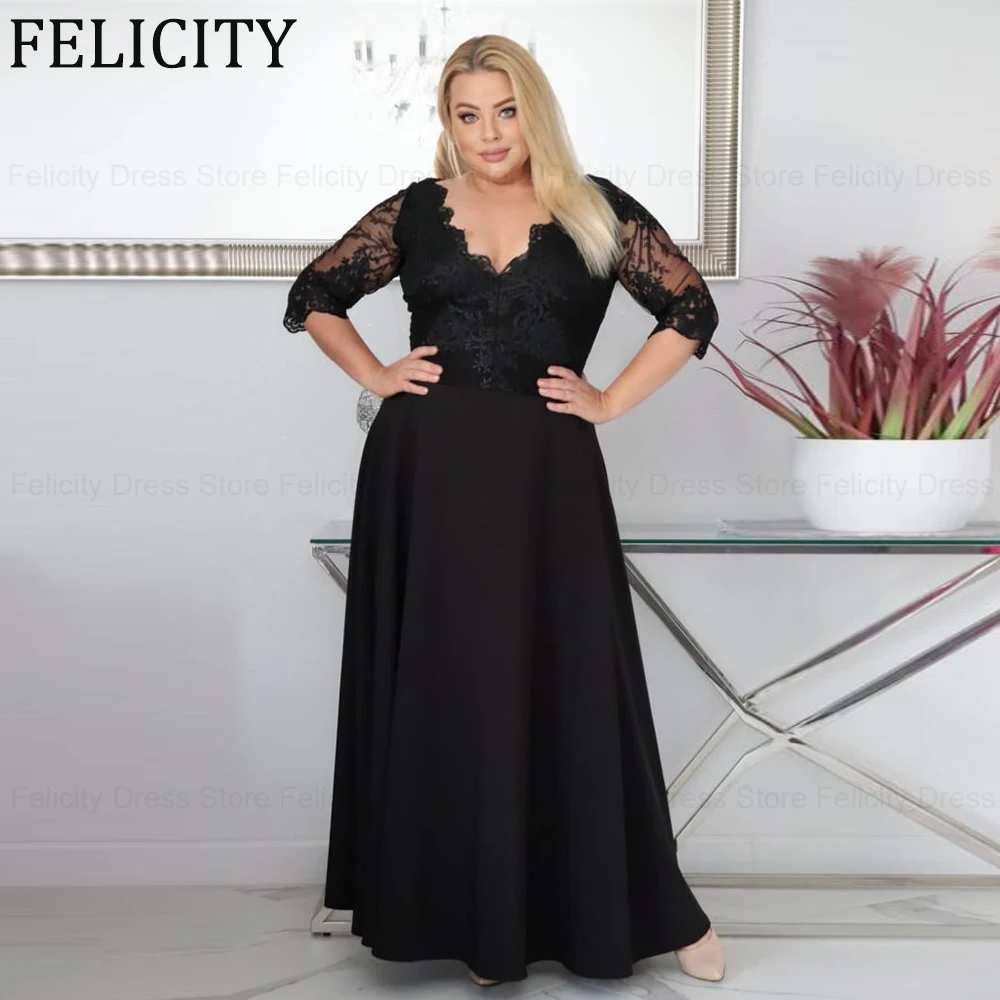 Elegante Plus Size Mutter der Braut Kleider A-Linie V-Ausschnitt Hochzeits gast Kleider Spitze plissierte boden lange Abendkleider