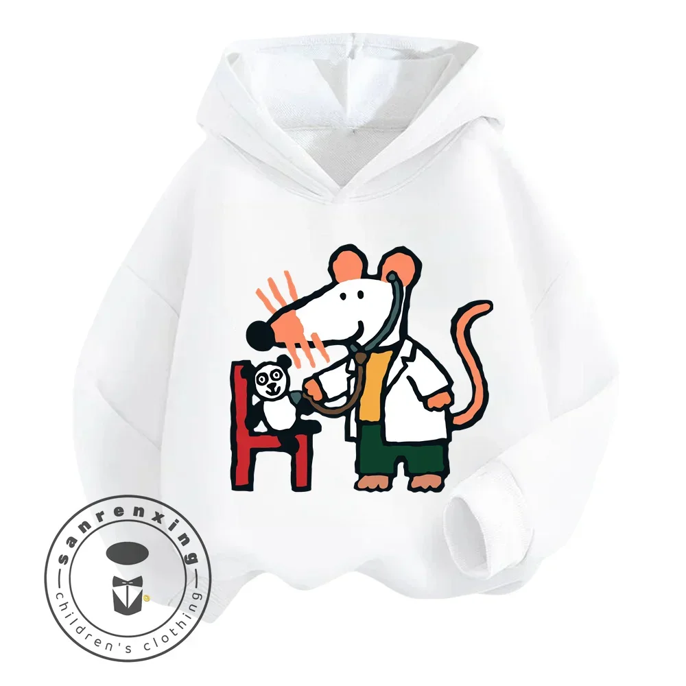 2024 Maisy Cartoon Spring and Autumn Retro Trend Fashion Comfortable Loose Boys Girls Children Pure Cotton High Quality Hoodie