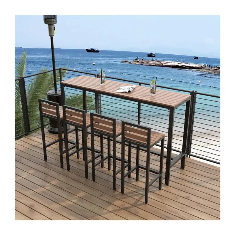 Bar al aire libre, mesa de bar al aire libre, balcón, combinación casual de mesa alta y silla, patio exterior, protección solar e impermeable