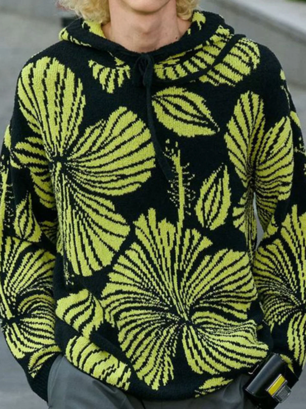 

Мужские жаккардовые свободные свитера с капюшоном, модные повседневные трикотажные изделия с длинными рукавами, удобные для носки весной и осенью