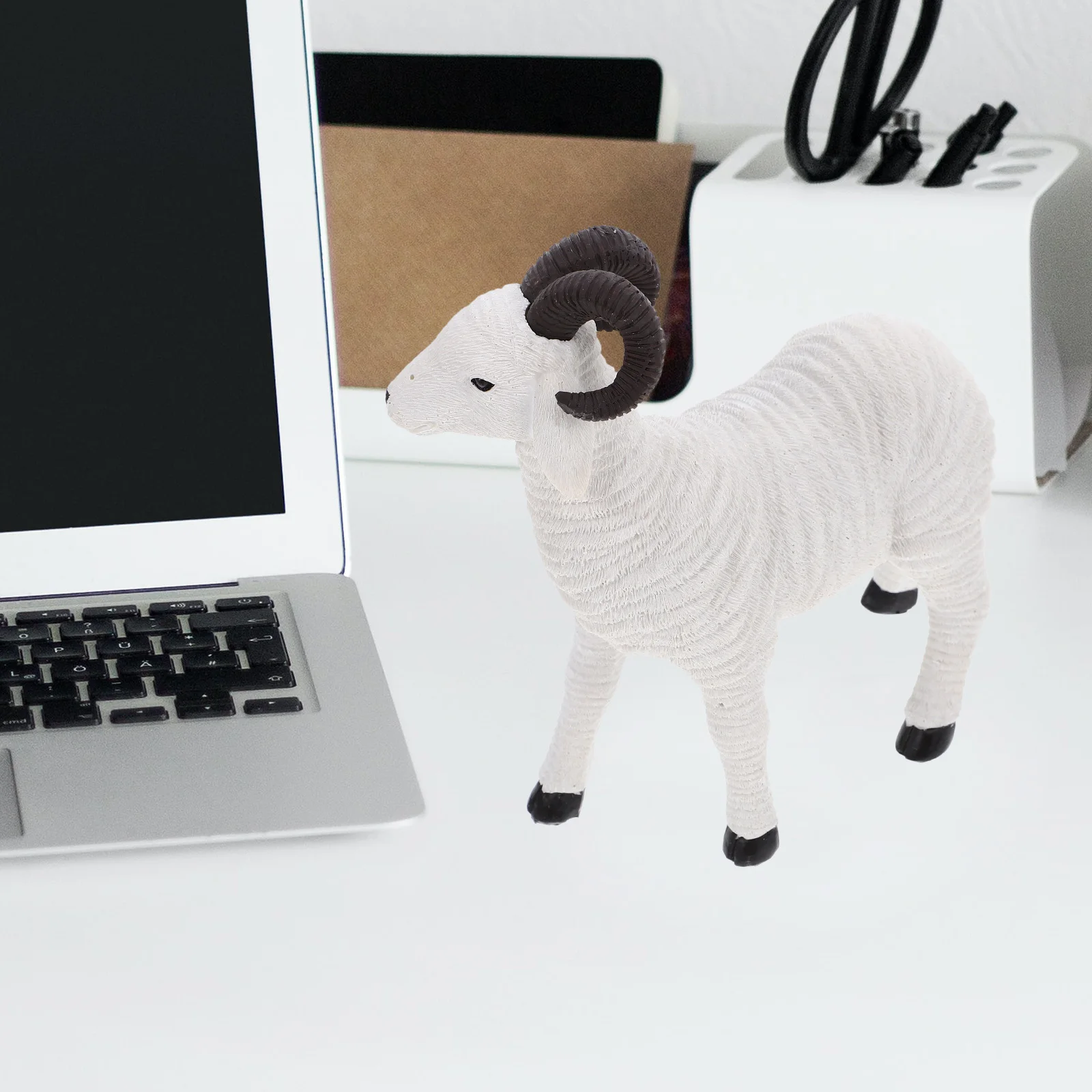 

Miniature Goat Resin Sculpture Durable Animal Ornament for Garden Desktop Micro Landscape Wild Animal Decoration