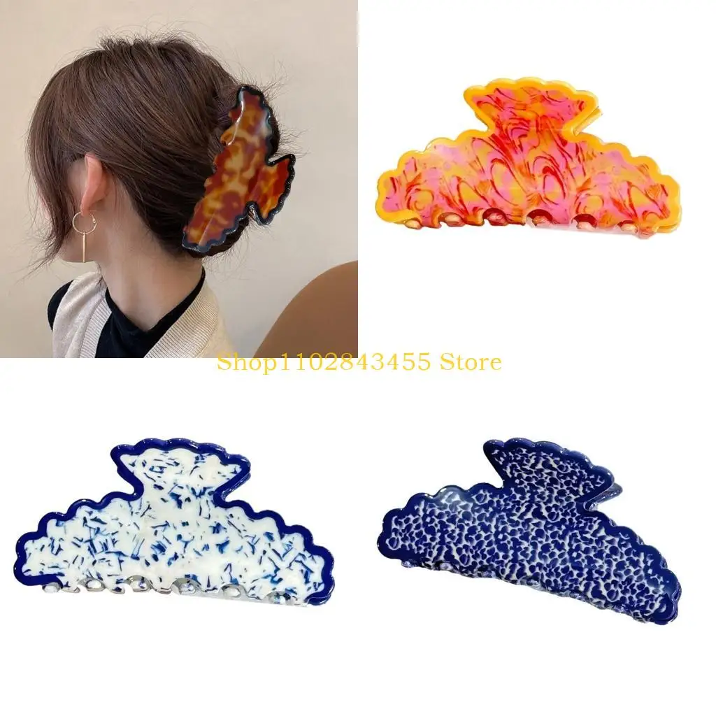 

49MC Elegant Marble Hair Clip Medium Size Lightweight Design Secure Hair Grip For Casual Event