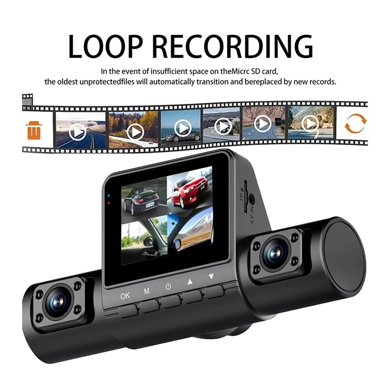 Hot Kf-2.0-Inch Car Quad-Record HD Night Vision Tachograph Car Front And Rear Left And Right Simultaneously Recording