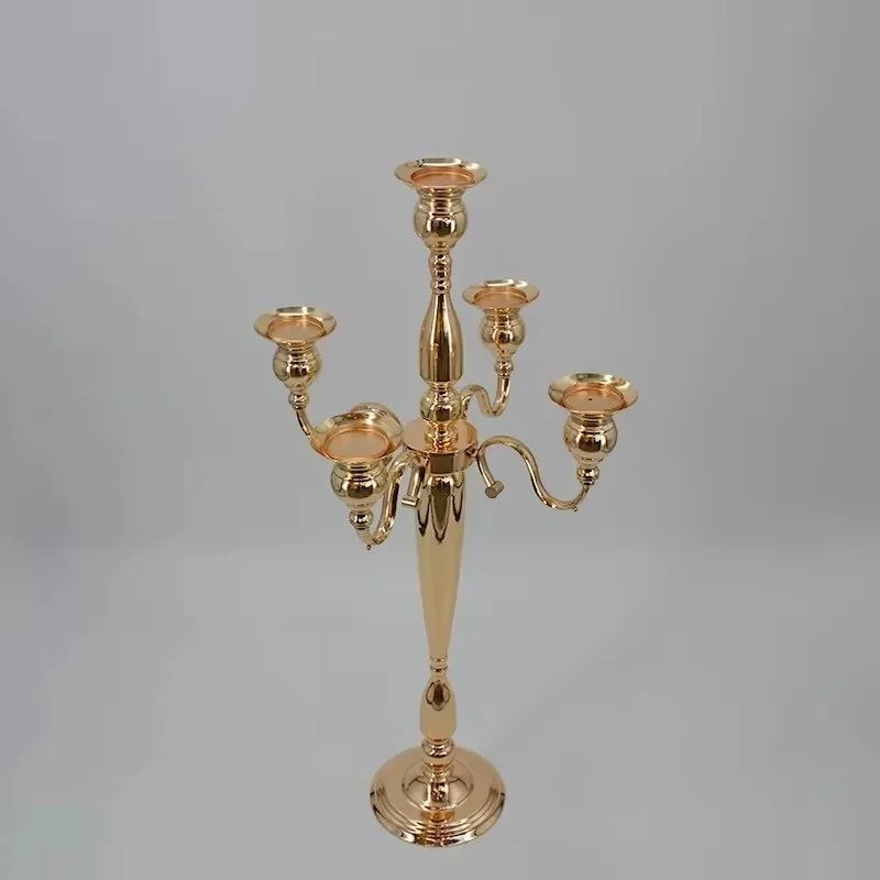 Crystal Candlesticks for Wedding Event, Candle Holders, 5-arms Metal Gold Candelabras, Centerpieces, 5Pcs, 10Pcs