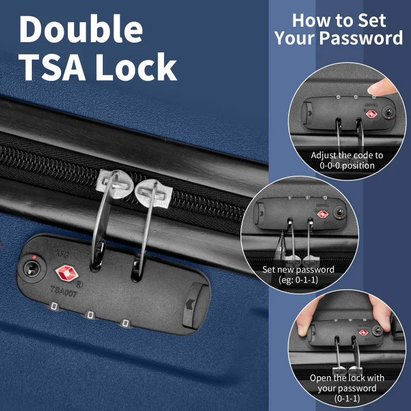 Набор из 3 чемоданов из 3 твердых чемоданов из АБС-пластика + ПК с замком TSA, 4 вращающимися колесами, легкий дорожный чемодан на тележке для переноски Che