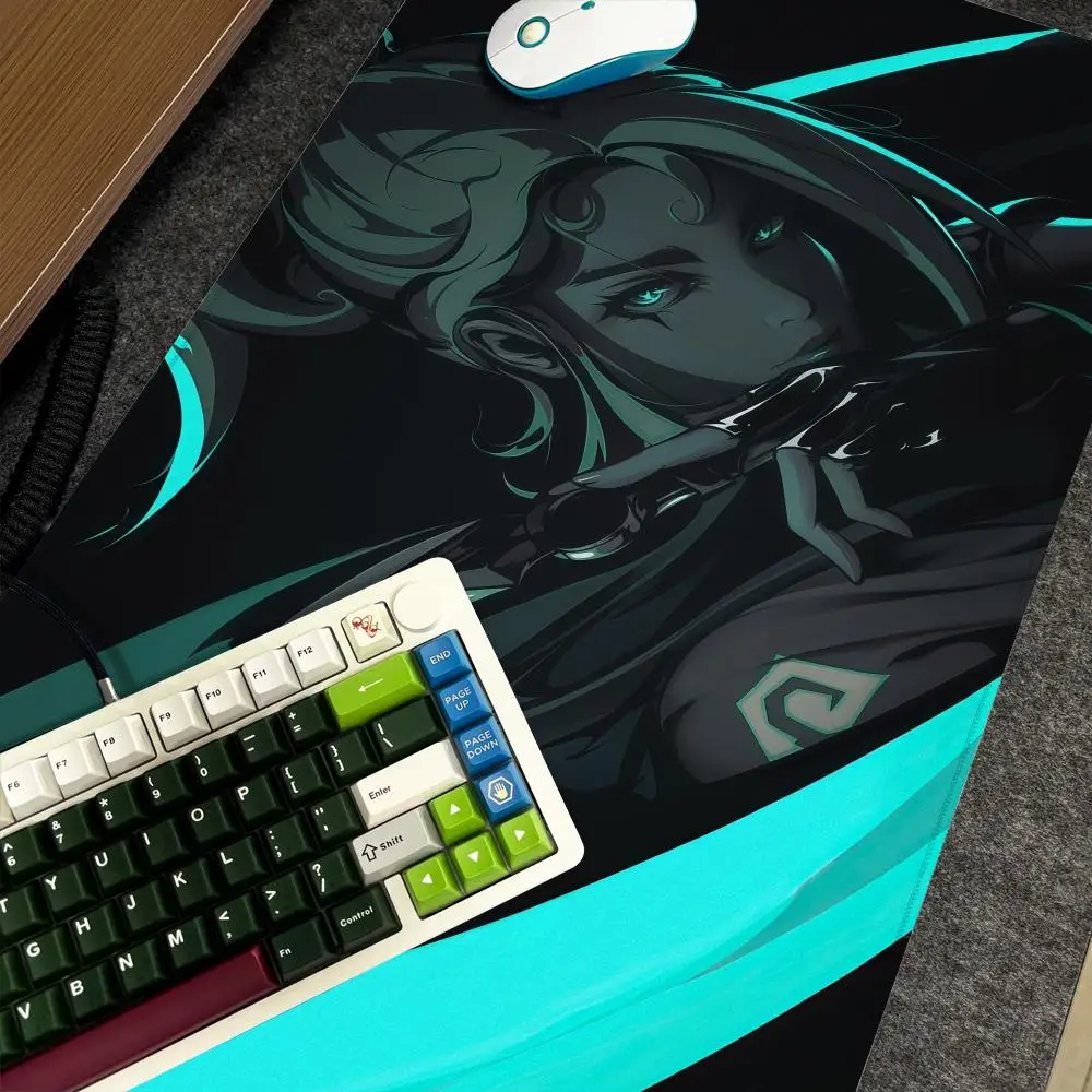 V-Valorant Art Jett Mauspad Xxl Computer Große rutschfeste Gamer-Tastatur 90 x 40 cm Art Design HD-Schreibtischunterlage