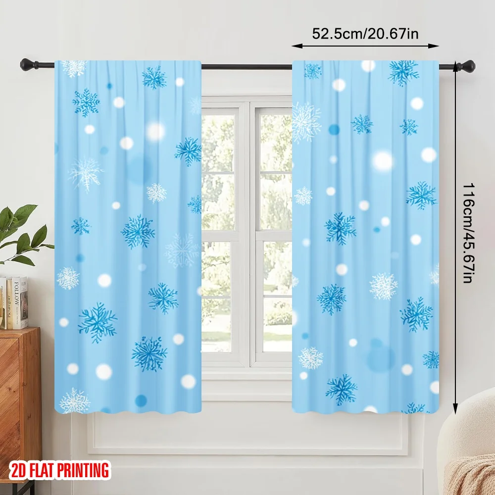 2pcs,2D plane printing Window Curtain Christmas Tree Snowflake Starfish Seashell Ocean Beach Durable Polyester (without rod)