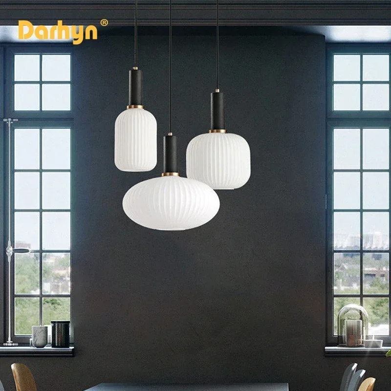 Nordic Restaurant Pendant Lights Glass Pendant Light For Living Dinning Room Lamp Simple Bedside Lustre LED E27 pendant Lighting