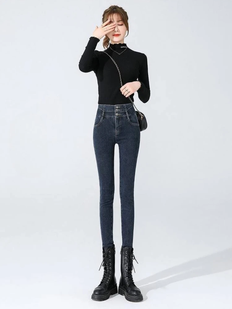 

2026 New Style Women's High Waist Light Color Skinny Jeans Slimming Tight Fit for Spring Fashion Versatile Wear