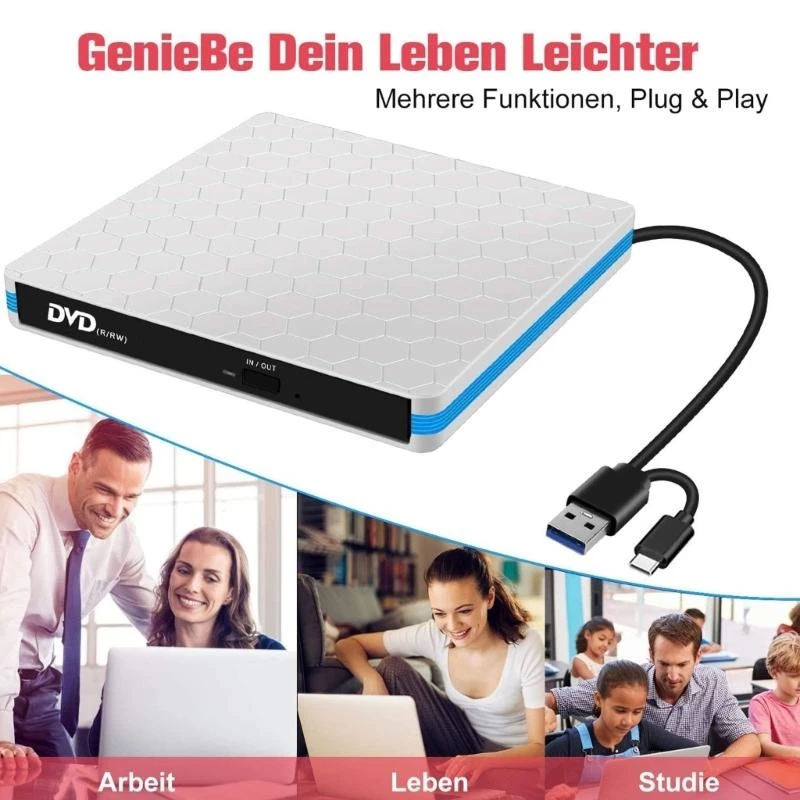 

U13B USB C DVDs Burners Drive Portable External Player For Desktop Laptop 10 11