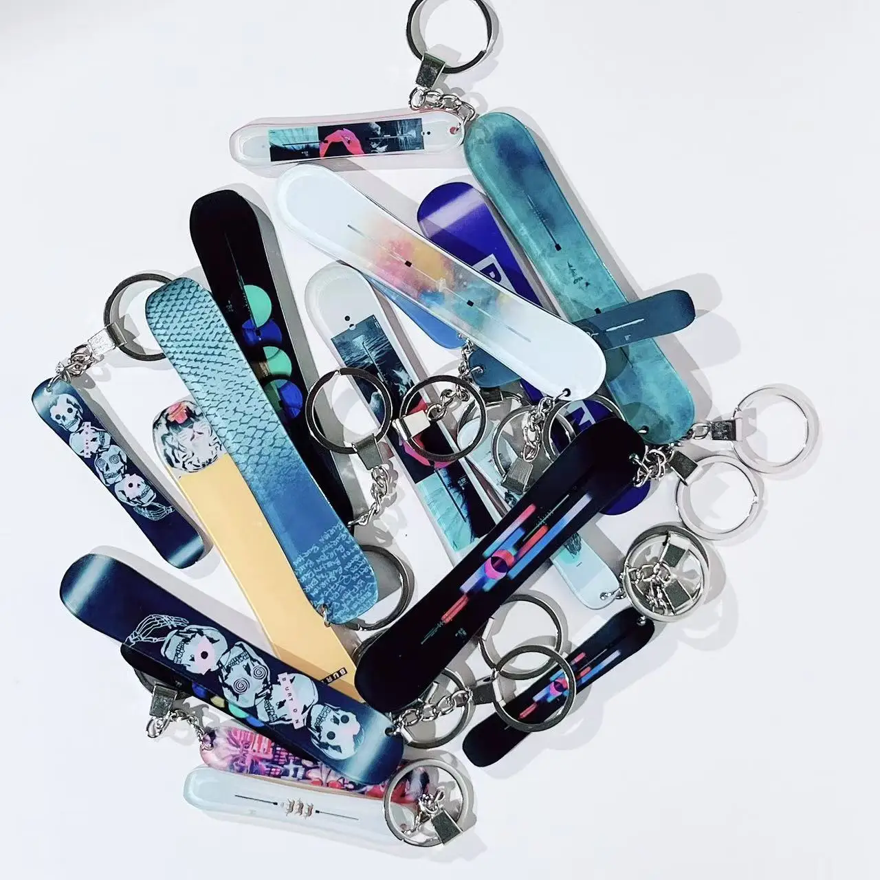 keychain ski Snowflake Snowboard Acrylic Keychain Pendant Ski Games Sled Board Key Chain Keyring Sports and Snow Festival Gift