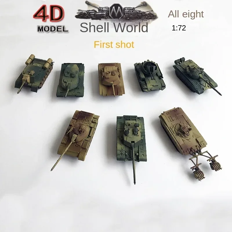 4D Assembled Tank Military Model Building Blocks 8 models 1:72 Tank World Tiger style Puzzle Children's Toy  (1 set of 8 pieces)