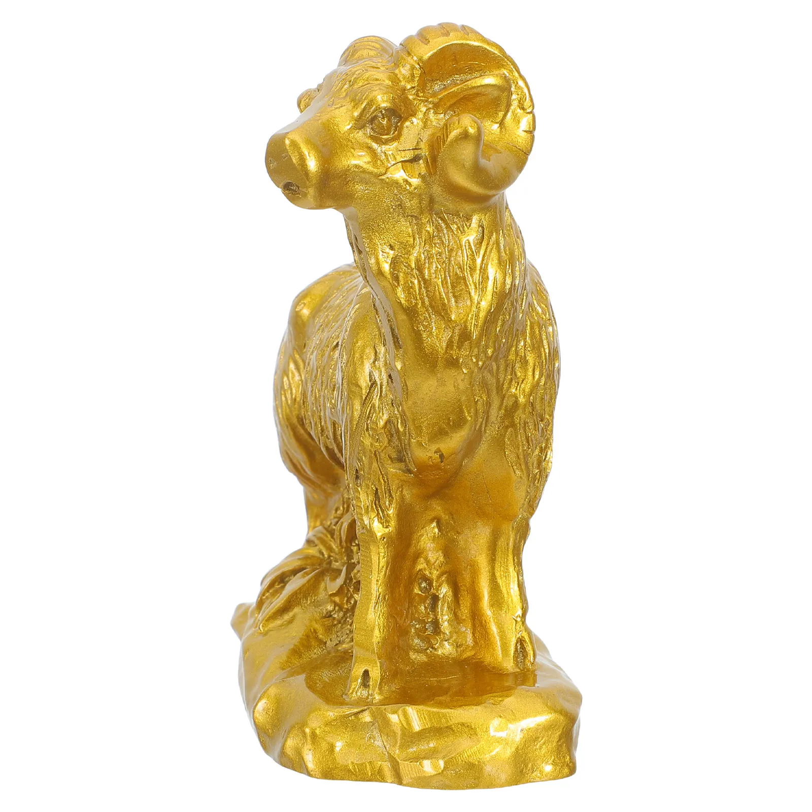 Resin Zodiac Goat Sculpture Realistic Sheep Statue Feng Shui Desktop Ornament Chinese New Year Decor