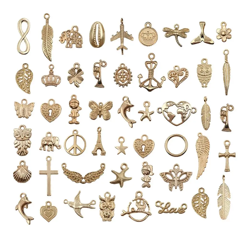 

50x Necklace Pendant Butterfly Keychain Earring Bracelet Jewelry Making Charms Crafts DIY Golden