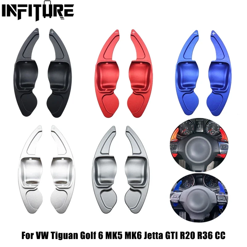 

2Pcs Steering Wheel DSG Paddle Shifters Extension Aluminum Alloy For VW Tiguan Golf 6 MK5 MK6 Jetta GTI R20 R36 CC Scirocco