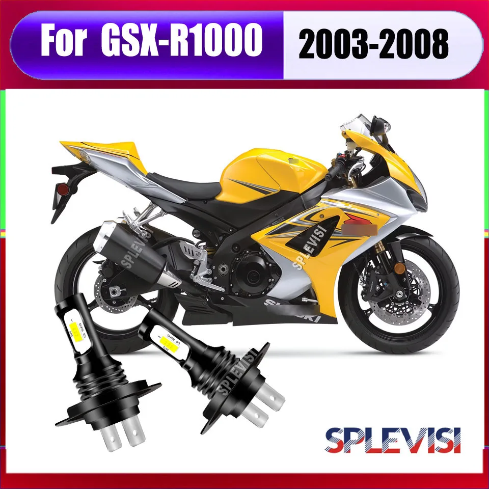 

2x H7 Motorcycle LED White Headlights - lamps are built to last longer life For Suzuki GSX-R1000 2003 2004 2005 2006 2007 2008