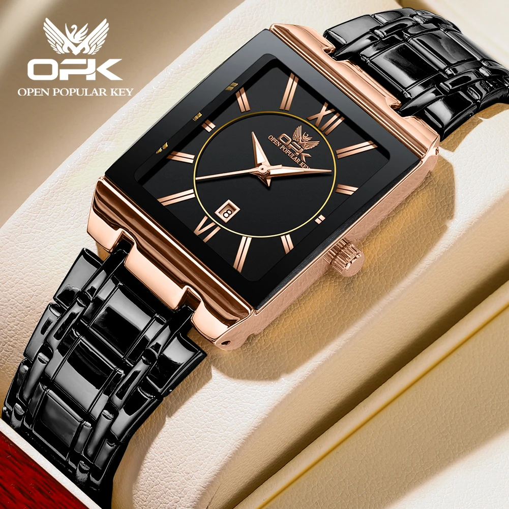 OPK Brand Square Waterproof Quartz Watch for Men 8156