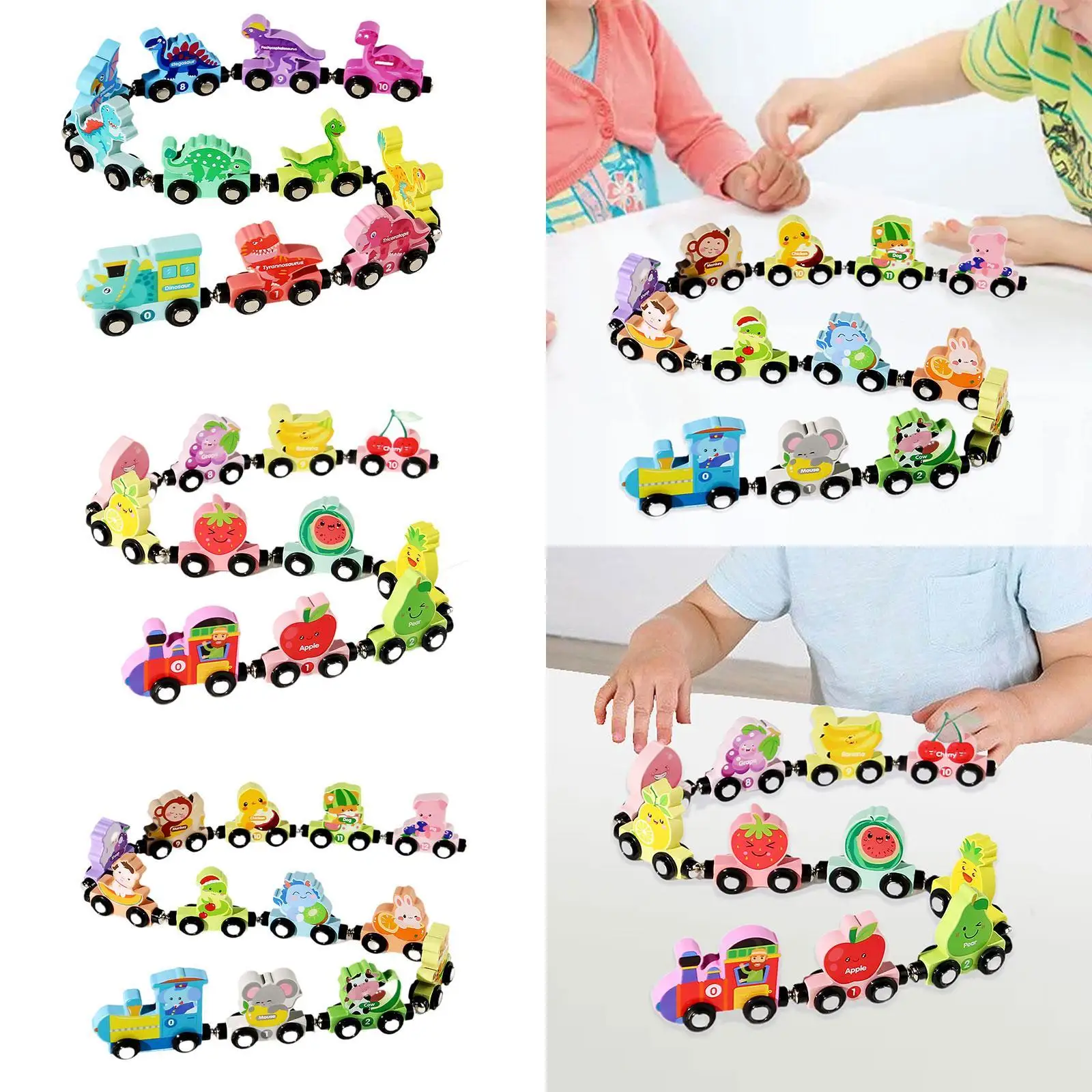 Trenino magnetico in legno Giocattoli Veicoli portatili Gioco educativo prescolare Giocattolo per auto per bambini di età compresa tra 2 e 4 anni Bambini Ragazze Ragazzi