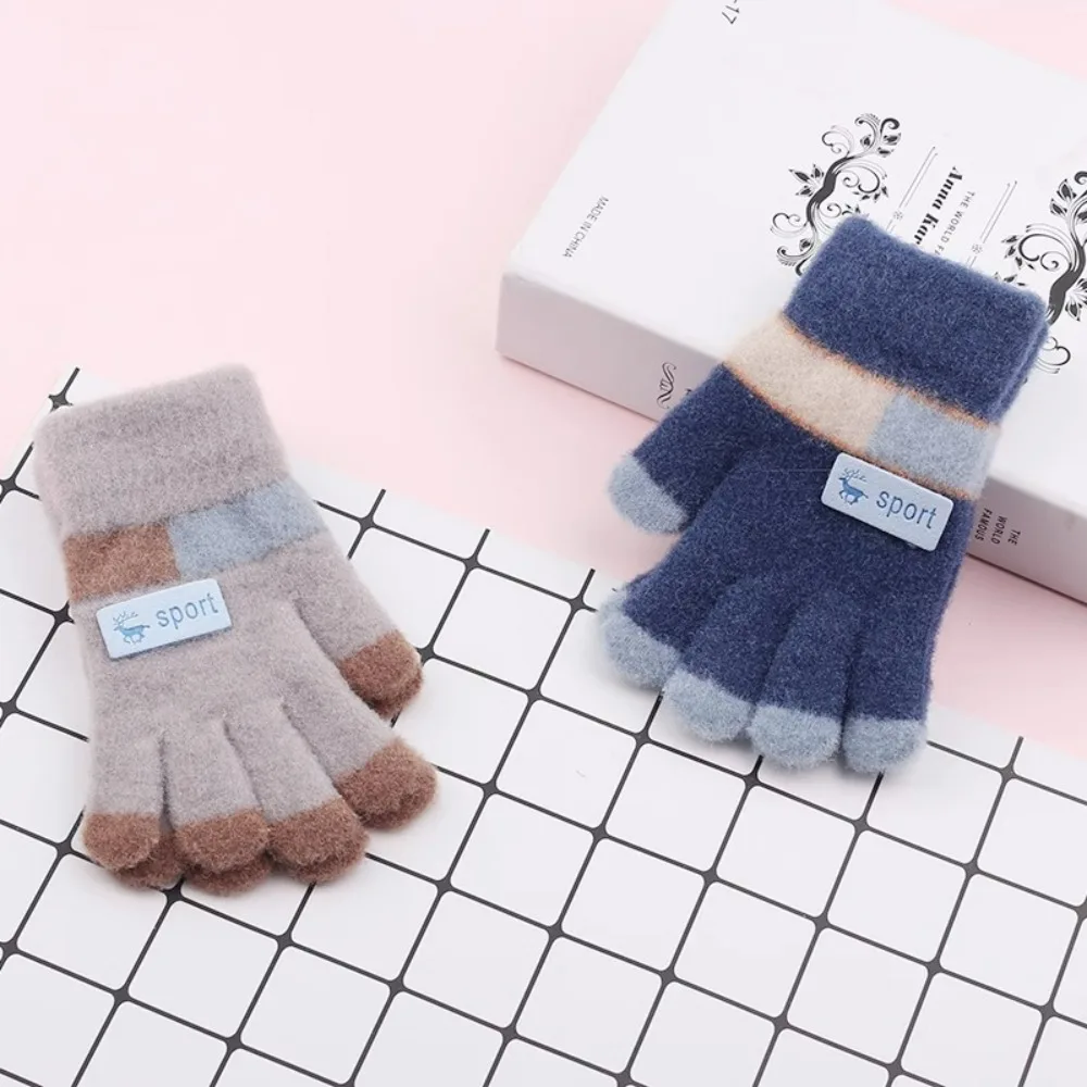 New Kids' Winter & Autumn Gloves Fleece-Lined Thickened Warm Cute Unisex Knitted Magic Convertible Fingerless&Five-Finger Design