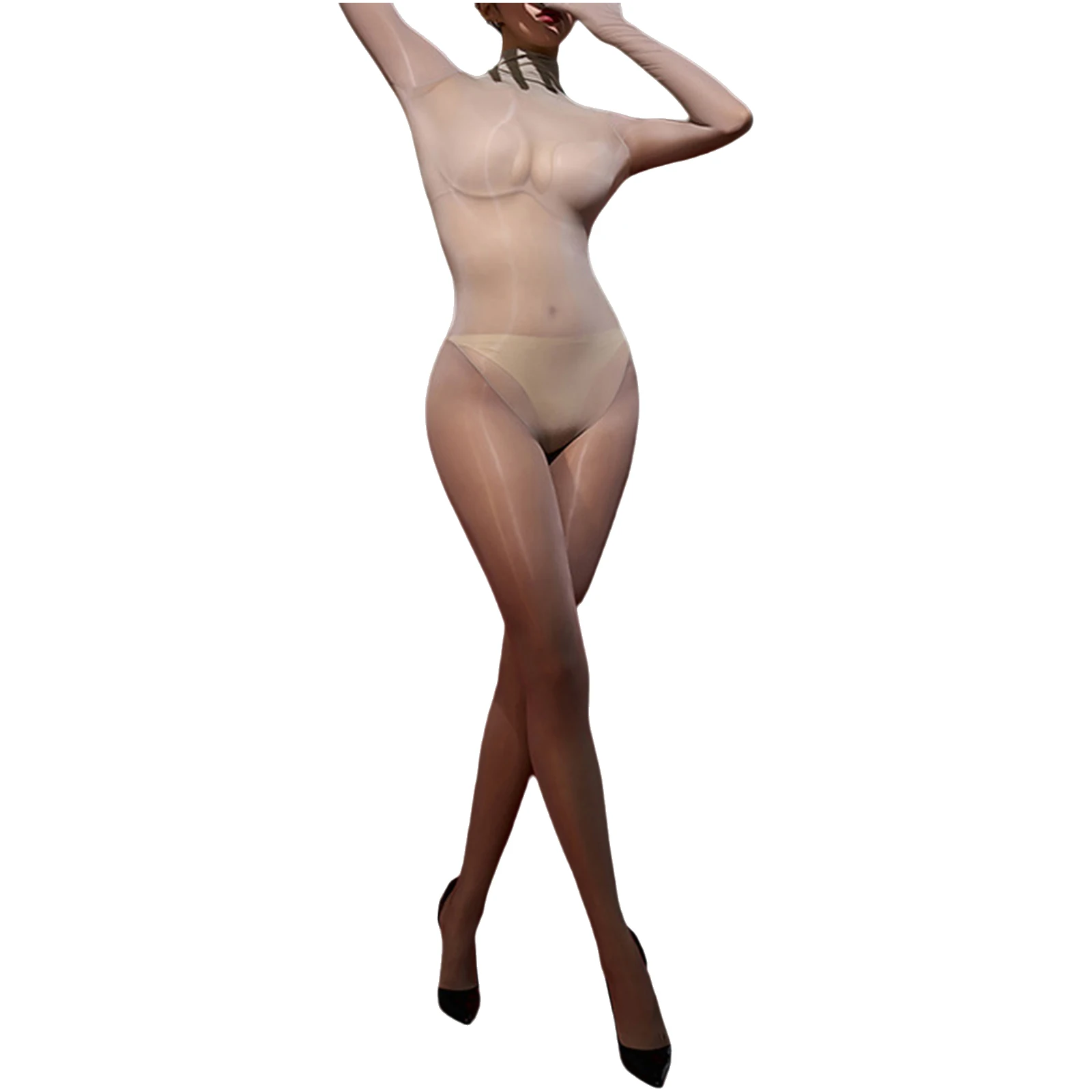 Womens Exotic Teddies Sexy See Through Bodystockings Jumpsuit Full Finger Gloves Full-body Bodysuit Leotard Unitard Nightwear