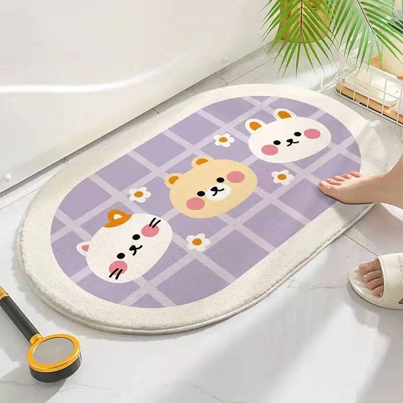 Rainbow Rabbits Bath Mat Rug Home Carpet For Living Room Entrance Doormat Door Bedroom Toilet Bathroom Hallway Non-Slip Foot Pad