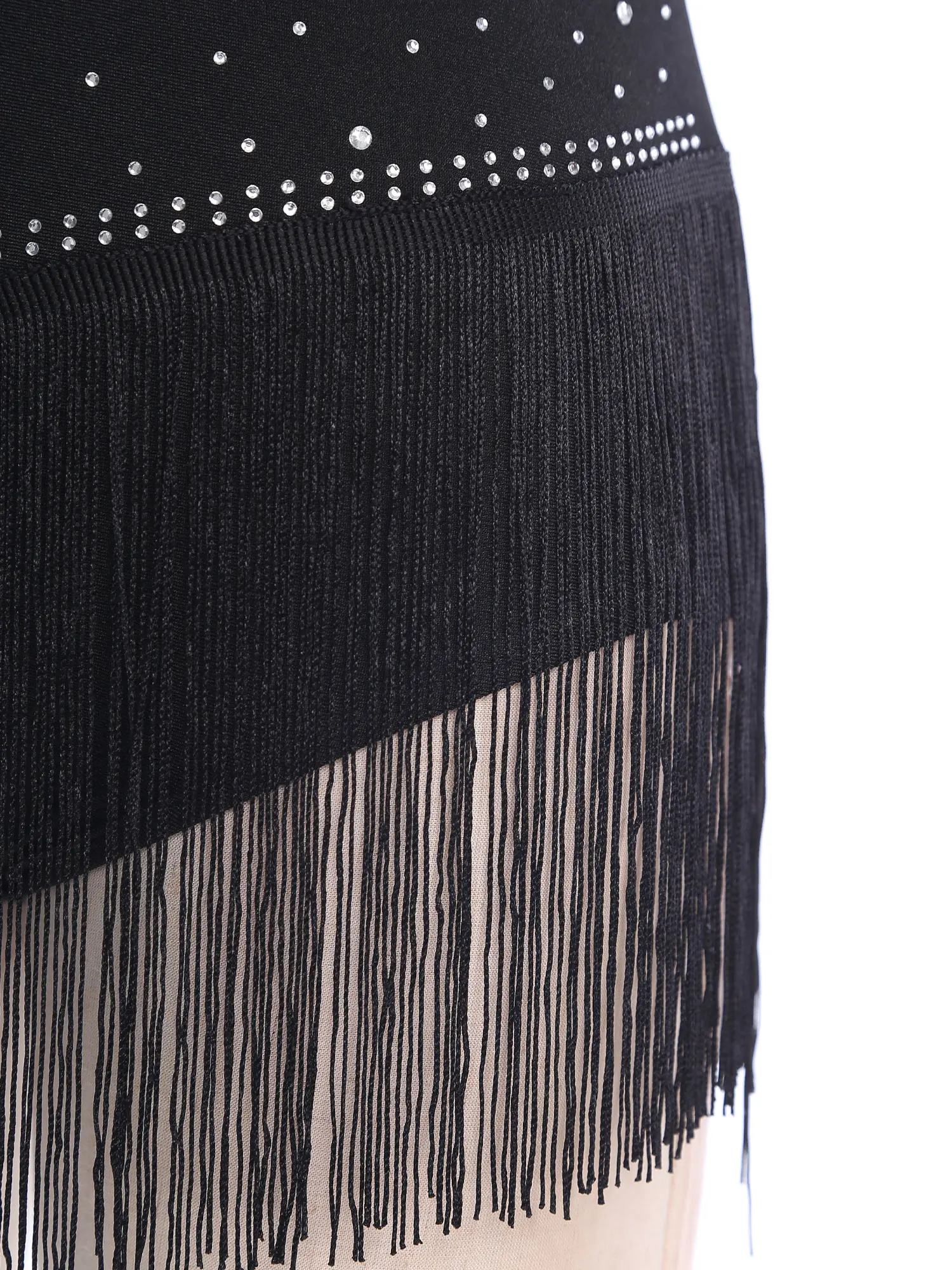 فساتين نسائية للرقص الإيقاعي بدون أكمام ورقبة وهمية بدون ظهر وأحجار الراين شرابات يوتار لمسابقات الجمباز اللاتينية تشا تشا