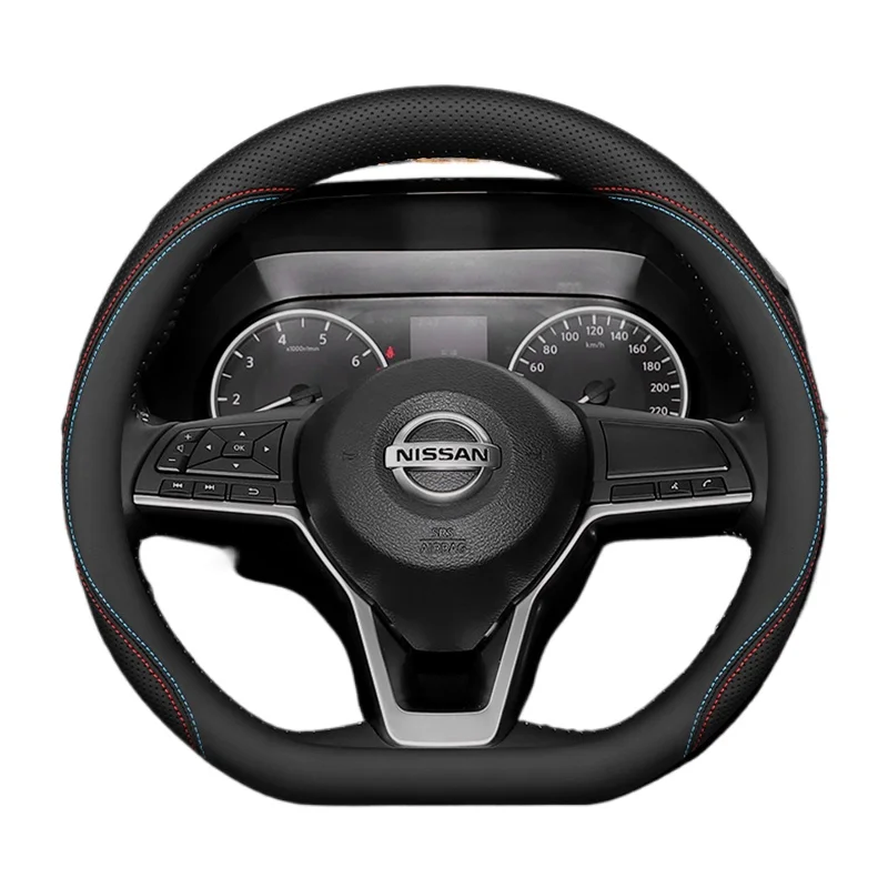 

Leather Car Steering Wheel Cover for Nissan Sentra Qashqai X-trail T33 Kicks Patrol Y63 Sylphy Frontier Rogue 2025 Accessories