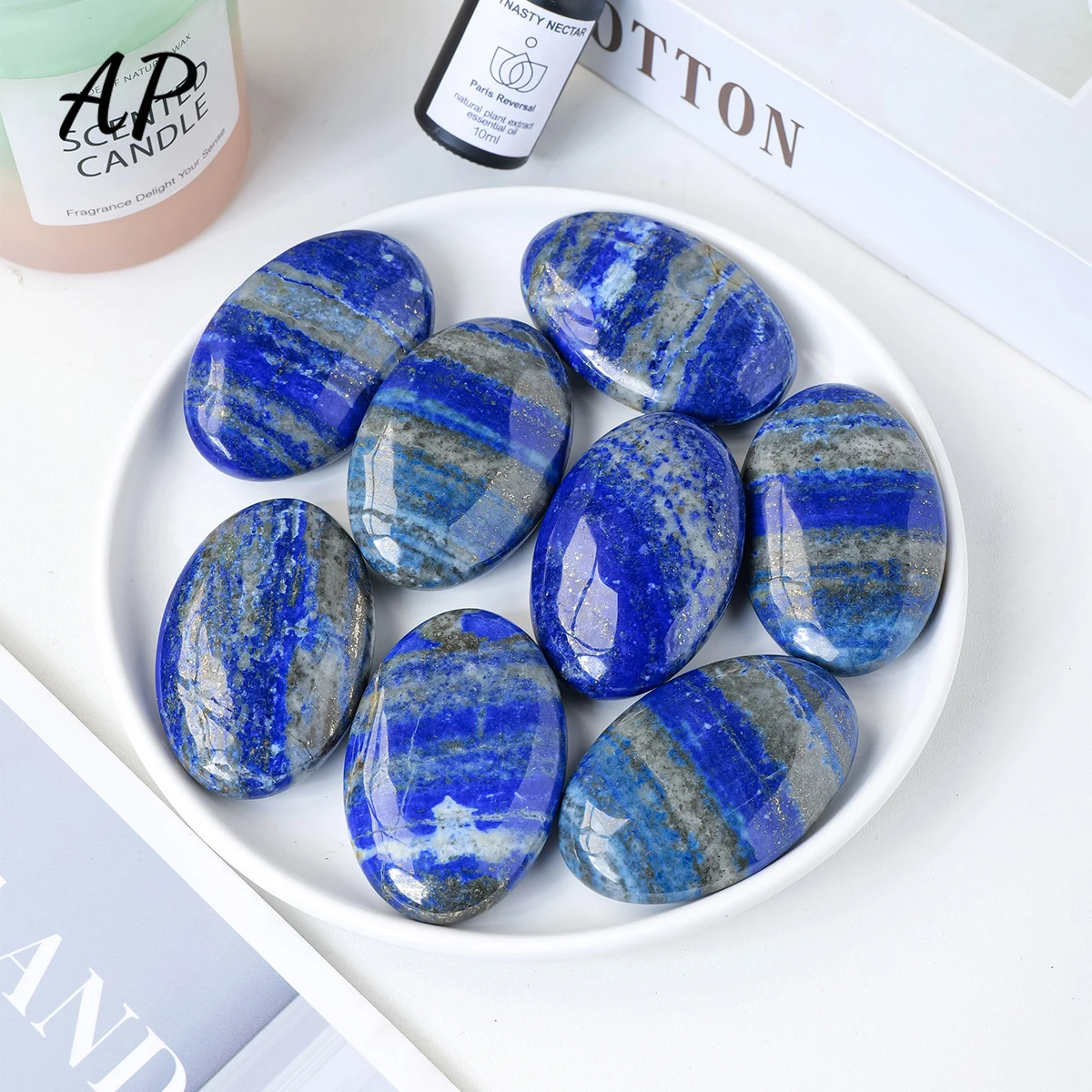 1pc Natural Crystal Lapis Lazuli Palm Stone Compressed Stone Spiritual Gemstone Palm Stone Mediation Gift