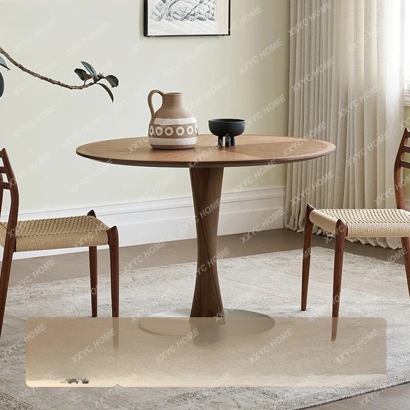 

Маленький обеденный стол с узкой основой, круглый обеденный стол из массива орехового дерева, домашний барный стол