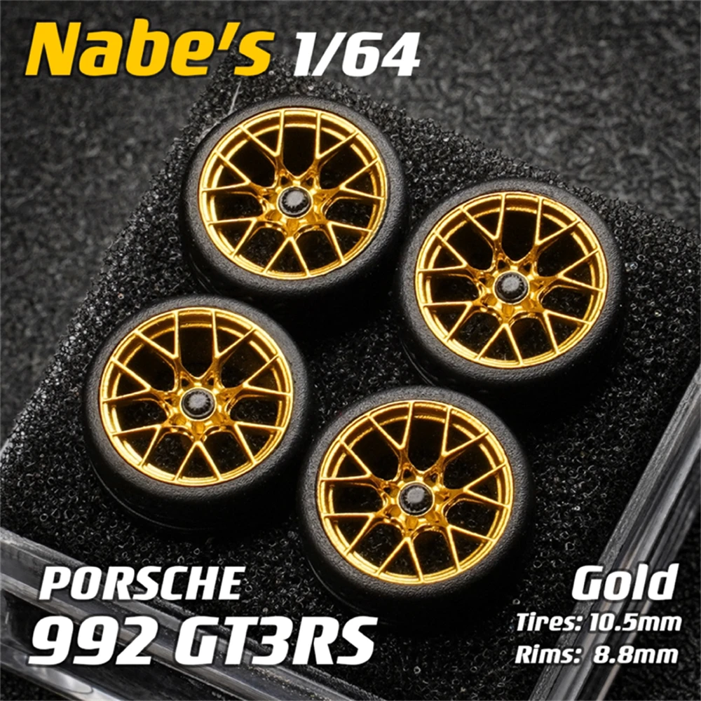 Nabes Chika 1/64 Model Car Wheels with Rubber Tires Luxurious Modified Parts JDM VIP for Hotwheels Tomica MiniGT D:10.5mm/9.7mm