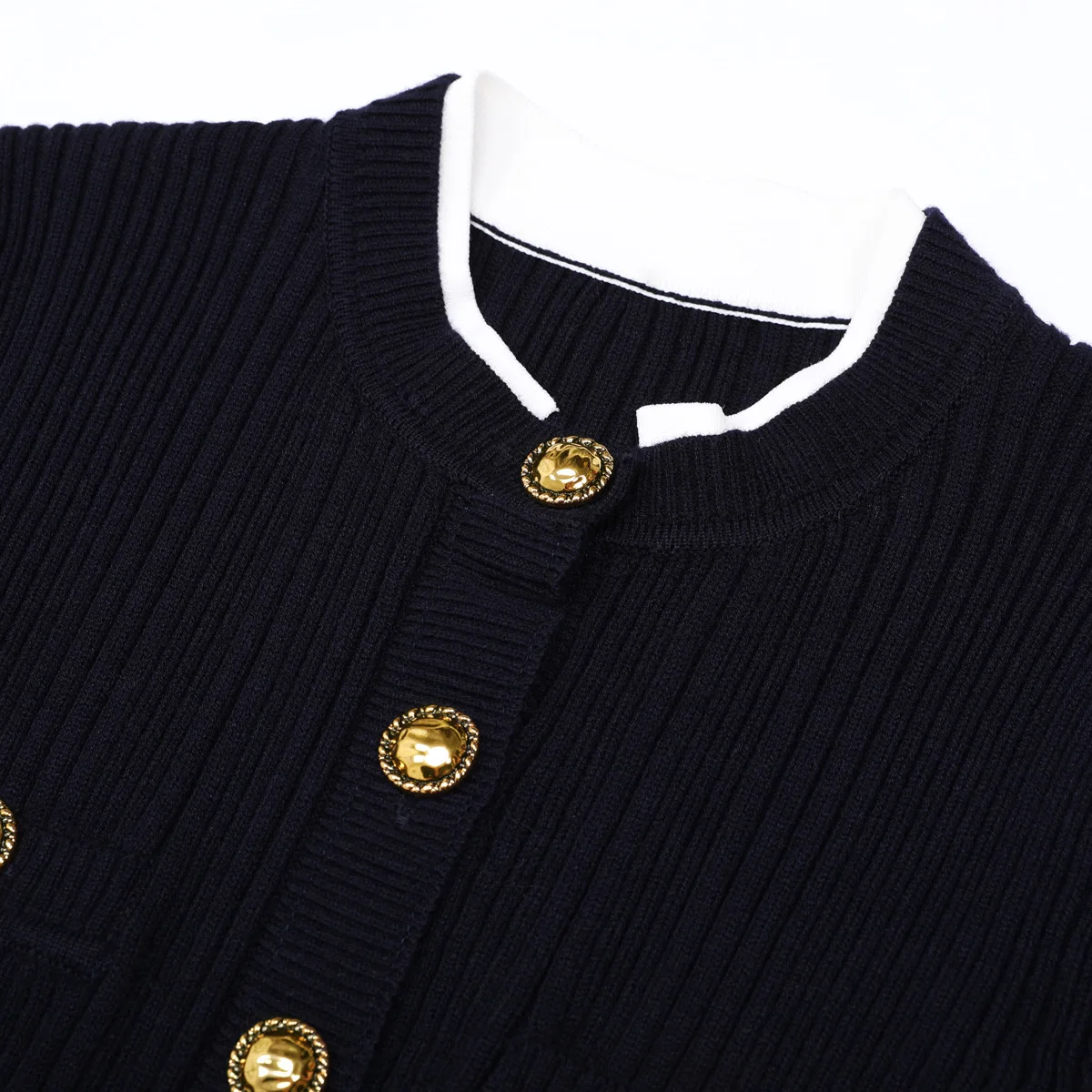 LEOSOXS Women's Elegant Knit Cardigan With Gold Button Details & Ruffled Cuffs For Ultra-Chic Styling Look 2025