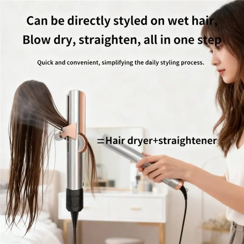 

【ALLOWANCE】Professional 2-In-1 Hair Dryer And Straightener Negative Iron Wet& Dry Styling Tool Wetanddry Long Lasting Perfor