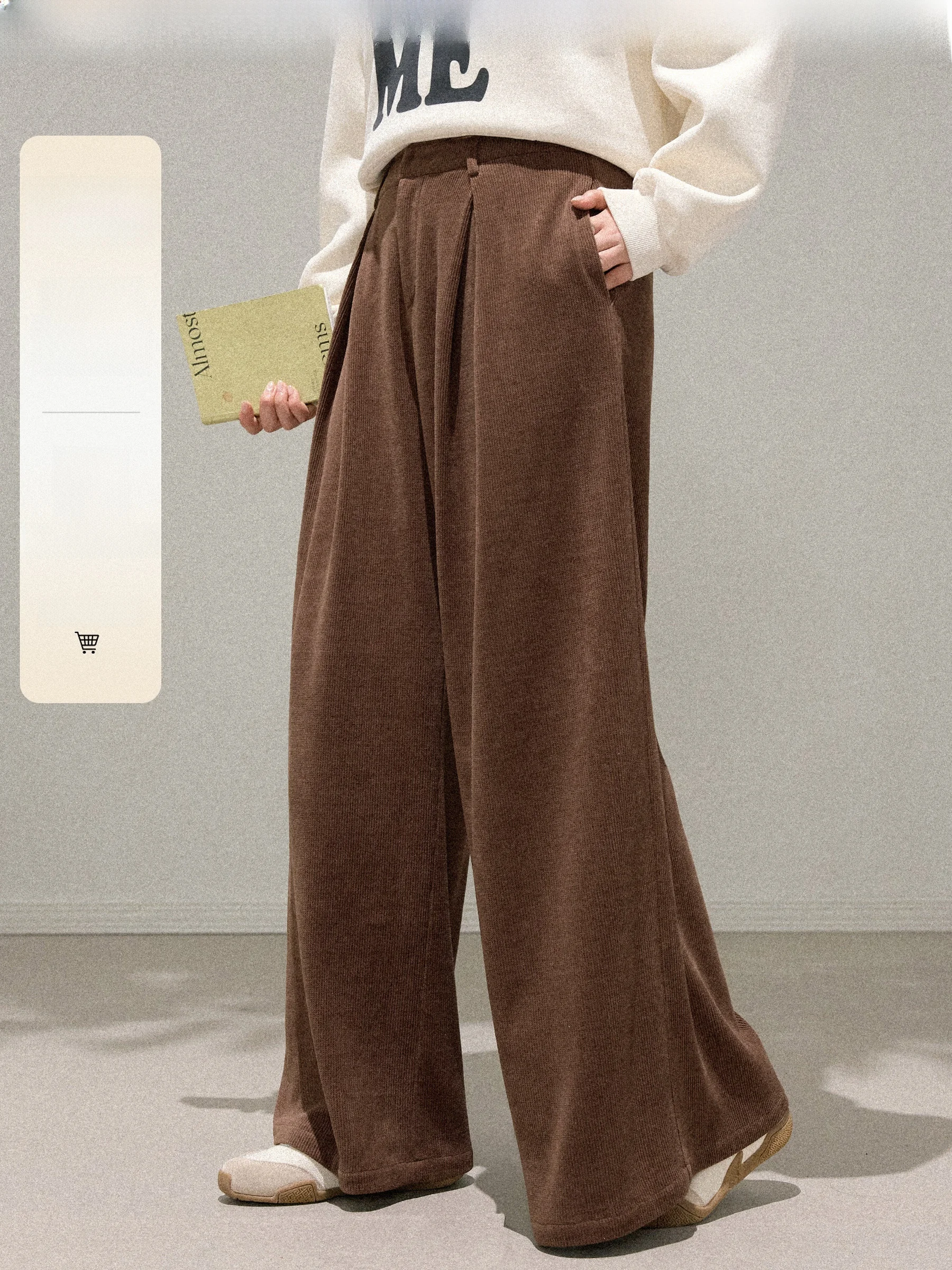 

JULULOOK Studio большие размеры, вельветовые прямые джинсы, повседневные брюки с высокой талией и широкими штанинами, эффект похудения для полных женщин