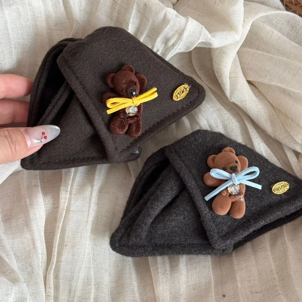 

New Triangle Shape Women's Hair Claw Cartoon Bear Korean Style Shark Clamp Double-sided Ponytail Hair Clip Daily Use